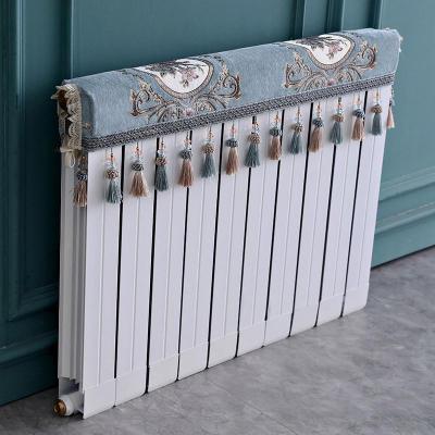 欧式暖气片罩装饰罩子布艺防尘套老式遮挡盖布遮挡帘保护套卫生 清歌蓝色 长度120cm*厚度10cm*高度(含穗)20cm