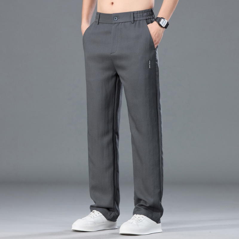 夏季男士亚麻直筒裤宽松垂感商务休闲裤薄款透气通勤长裤子男款