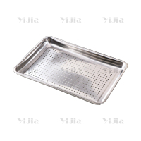 翌嘉YJ40625018 304不锈钢方盘蒸饭盘食堂托盘蒸饭柜烤箱面包馒头盘商用托盘 600*400*48带孔