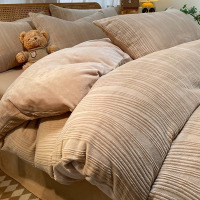 双面加厚牛奶珊瑚绒床上四件套冬季加绒被套珊瑚法兰绒面床单床品_695