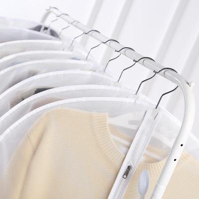 家用挂式透明衣服防尘罩米魁全封闭大衣防灰尘衣罩西服保护套子收纳5个中号5个大号加厚半透明有拉链封闭款
