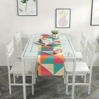 家柏饰(CORATED)简约S风棉麻布艺茶几电视柜客厅餐桌布盖巾床尾旗桌旗 彩色几何 35*160cm