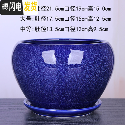 三维工匠苹果型花盆陶瓷大号绿植绿萝花盆创意个性室内阳台兰花盆 苹果.蓝雪花 中等花盆容器