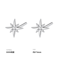 999纯银八芒星耳钉女耳环耳饰小众设计养耳学生2025年新款送女朋友老婆情人节七夕生日礼物
