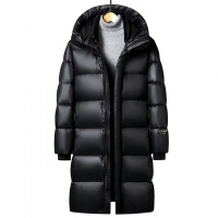 男装冬季黑金羽绒服男情侣中长款过膝加厚男女同款纯色百搭外套男