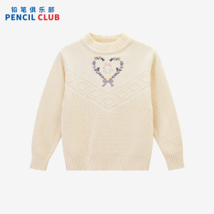 [1件3折]铅笔俱乐部童装2025年冬装新款女童毛衣中大童樽领毛衫儿童纯棉针织衫