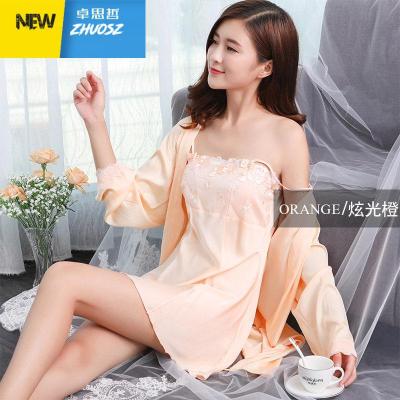 睡裙女性感睡衣女季春秋两件套长款吊带睡衣套装薄款可外穿卓思哲