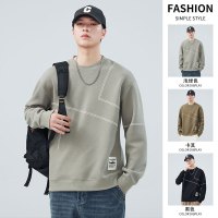 |年春款男士重磅圆领长袖卫衣黑色显瘦青年上衣百搭潮