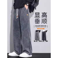雪花牛仔裤男士秋季新款美式复古宽松直筒春秋款加绒阔腿长裤