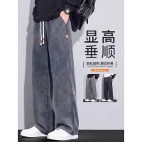 雪花牛仔裤男士秋季新款美式复古宽松直筒春秋款加绒阔腿长裤