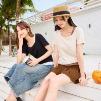 [1.5折价37元]唐狮假两短袖T恤女夏季小衫新款时尚洋气修身短上衣sz