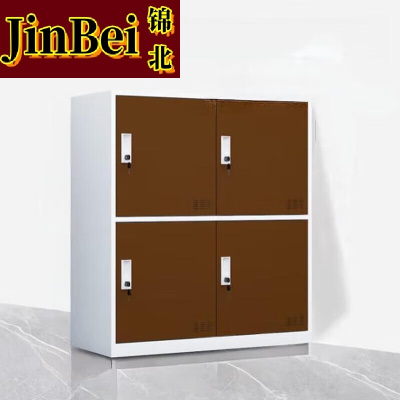 锦北物柜多门更衣柜带锁工具柜教室学生书包柜多格子收纳柜 白咖四门