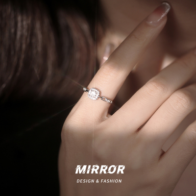 925纯银方糖婚戒平替戒指女指环尾戒关节高级感简约2025年送女朋友老婆情人节七夕生日礼物