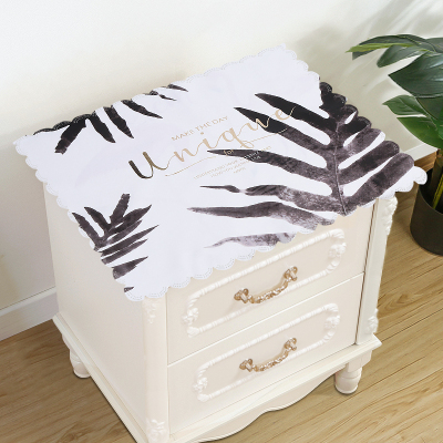 家柏饰(CORATED)床头柜盖布防水防油免洗北欧家用防尘罩套卧室床头盖巾冰箱防尘布 蕨类 50*60cm