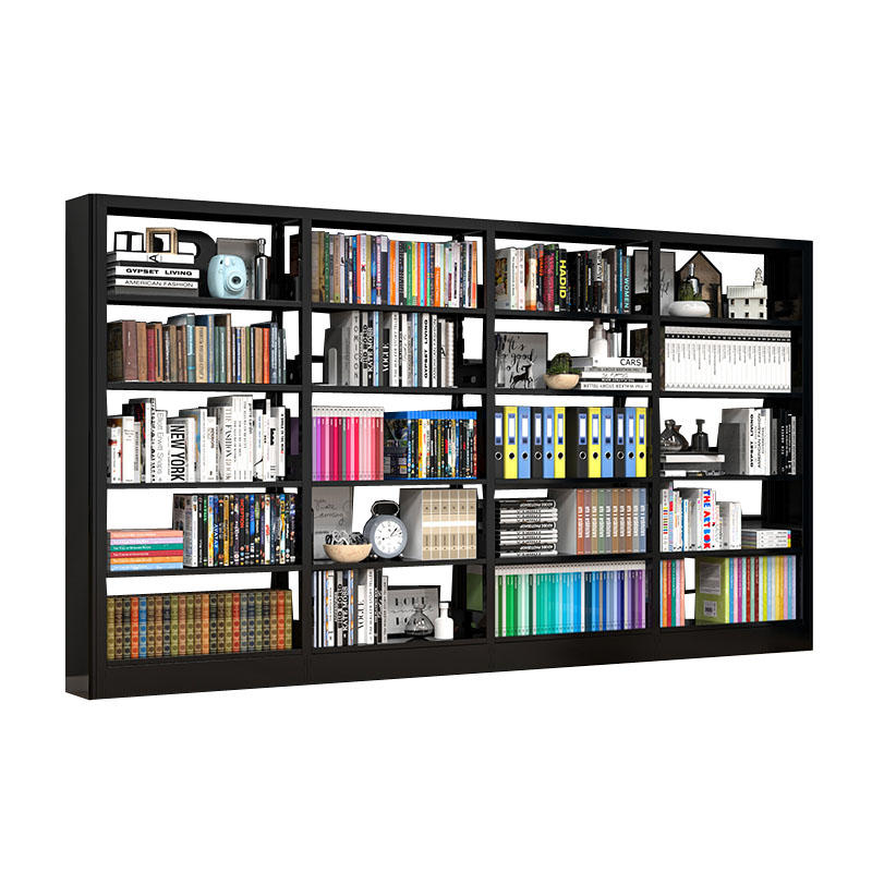 锦北 书架学校图书馆阅览室书籍架落地资料档案架黑色白色 单面一列四