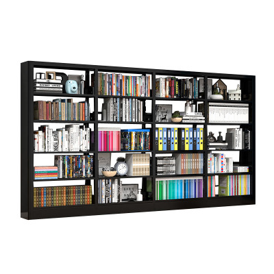 锦北 书架学校图书馆阅览室书籍架落地资料档案架黑色白色 单面一列四