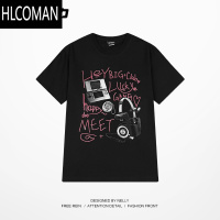 HLCOMANNELY嘻哈西海岸手绘耳机印花情侣短袖T恤男女ins潮半袖tee