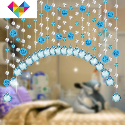 帘珠帘夏季田园装饰长短珠珠链卧室客厅成品水晶隔断帘免打孔御蓝锦