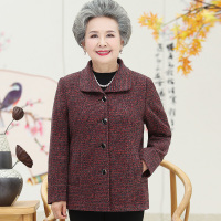 迪鲁奥(DILUAO)中老年女装秋装外套奶奶装宽松春秋款毛呢大衣妈妈装呢子外衣60岁以上老年人衣服秋冬款厚上衣
