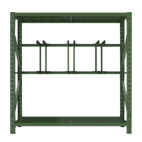 汉诺鑫威消防铁锹镐农具摆放架安保装备器材存放架绿色盾牌货架锹镐架中型-主架