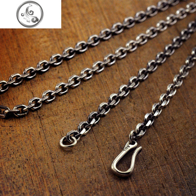 S925纯银太角项链泰银复古潮男锁骨链百搭毛衣链男女款银链 JiMi