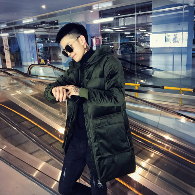 HongZun冬装潮流男棉衣中长款青少年金丝绒袄子韩版精小伙保暖棉服外套棉衣