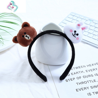 网红洗脸发箍女防滑卡通头箍韩国可爱小熊搞怪头窟猫耳朵发饰你那么美熊加小妹发箍发夹
