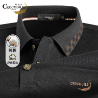 鳄鱼恤CROCODILE 男士POLO衫商务休闲纯色秋冬中青年打底长袖T恤
