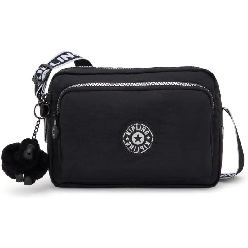 Kipling凯浦林斜挎包女大容量多口袋可调节肩带实用性强黑色