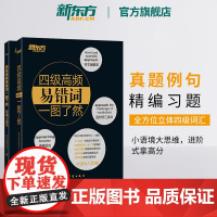 [新东方店]四级高频易错词一图了然(全2册) 备考2025年6月 思维背单词习题集真题例句 词语联想 cet4级黑宝书籍