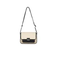 迈克·科尔斯(MICHAEL KORS)女士中号双色帆布邮差包按扣开合银色