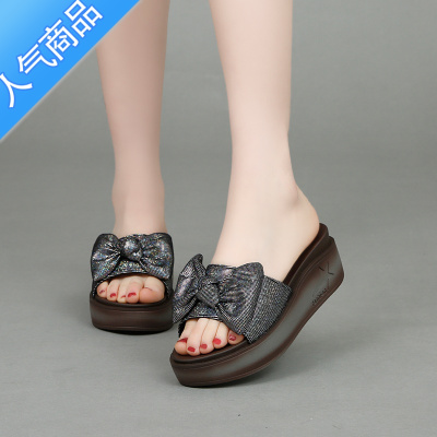 SUNTEK拖鞋女夏季外穿厚底时尚百搭沙滩凉鞋年新款松糕底凉拖鞋