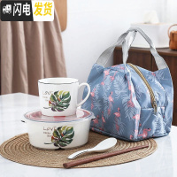 三维工匠陶瓷饭盒圆形分格黑线密封微波炉分隔餐碗上班族便当盒带盖保鲜盒 龟背叶饭盒+杯子+袋子+勺筷