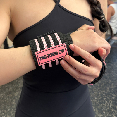 肌肉公爵健身训练运动护腕缠绕式卧推俯卧撑助力带举重器械防扭伤-经典条纹护腕