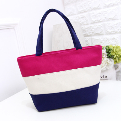 NEWLAKE拼接便当购物包小清新帆布袋条纹女式环保单肩包潮流手提女包手提包女