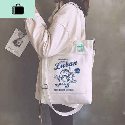 日韩帆布单肩包女白色ins风大学生上课斜挎包森系简约百搭手提袋NEW LAKE女士单肩包