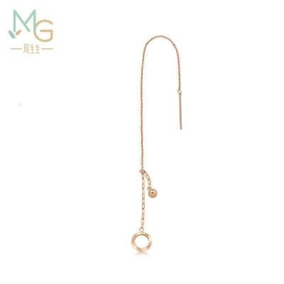 周生生(CHOWSANGSANG)18K红色黄金薄荷系列圆球圆环玫瑰金耳线单只92224E定价默认尺寸