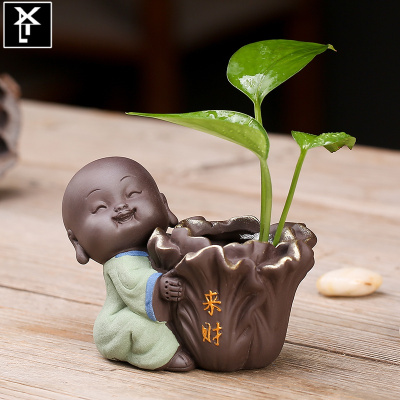 紫砂茶宠摆件精品可养迷你小花器创意茶具配件禅意茶道茶台装饰