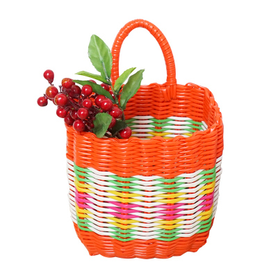 塑料编织浴室厨房收纳篮单把小挂篮化妆品首饰杂物挂式收纳筐