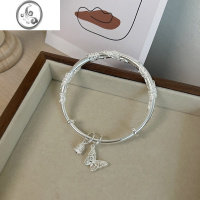 JiMi繁花似锦蝴蝶推拉手镯女2023年新款小众高级感百搭铃铛手链手饰女