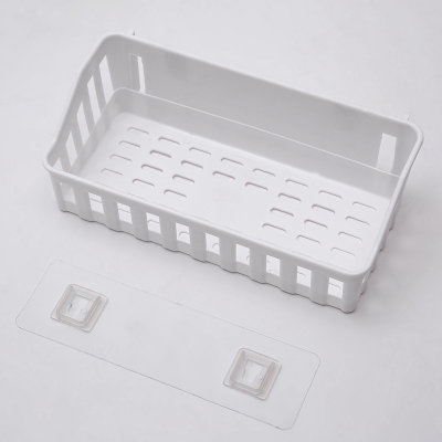 免打孔浴室卫生间置物架CIAA厕所壁挂式收纳架挂篮洗手间墙上吸盘白3个（配透明连体粘片）牢固