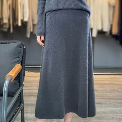 秋冬新款针织羊毛半身裙女赫本风显瘦一步裙中长款高腰a字包臀裙