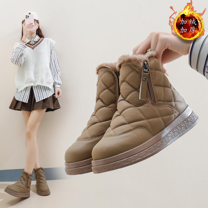 雪地靴女冬季新款加厚加绒老爹鞋休闲保暖百搭厚底棉鞋
