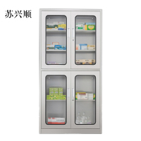 苏兴顺文件柜不锈钢柜子储物柜资料柜档案柜带锁文件柜201上下玻文件柜