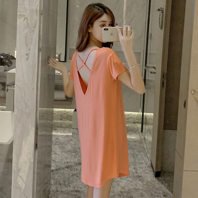 HLCOMAN睡衣女夏季莫代尔棉少女士性感可爱镂空睡裙薄款可外穿家居服睡裙