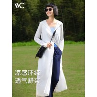 VVC防晒衣服女士夏季长款冰丝凉感防紫外线外套时尚出游披肩 时尚黑