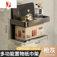 三维工匠卫生间纸巾盒壁挂式抽纸架厕所免打孔卷纸置物架多浴室厕纸盒 枪灰色纸巾架(C款)免打孔
