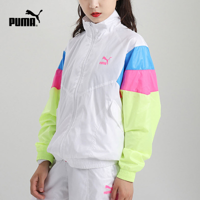 PUMA彪马官方正品女子休闲拼色印花拉链立领外套TFS599154