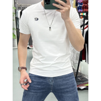 夏季新款短袖T恤男韩版帅气修身T恤烫印字母圆领T恤潮流内搭上衣