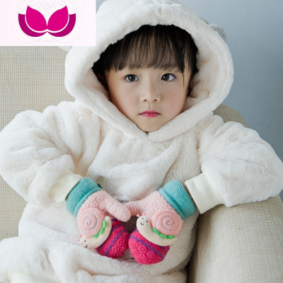 儿童手套保暖冬季男童女童针织手套冬天加厚可爱宝宝挂脖手套